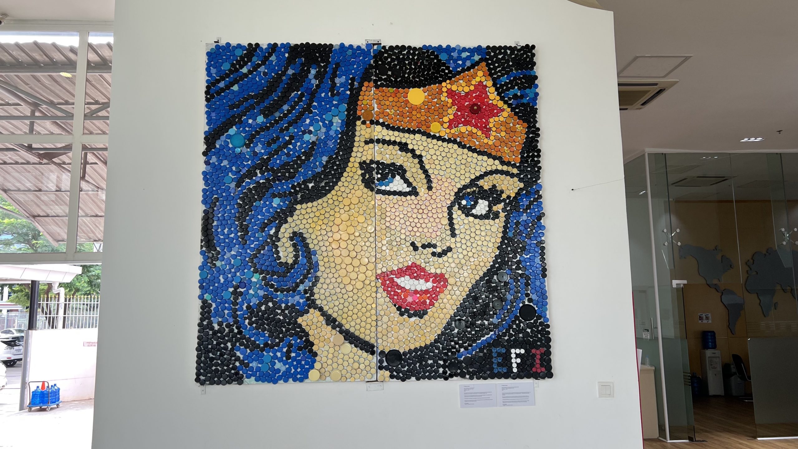 Wonder Woman bottle caps art project 